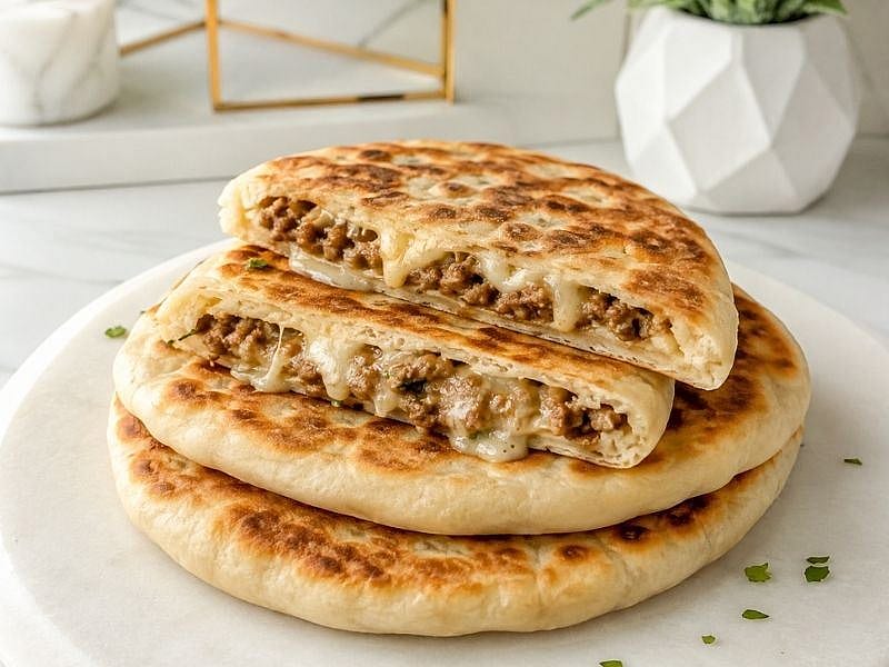 Çıtır Kıymalı Kaşarlı Bazlama Tarifi