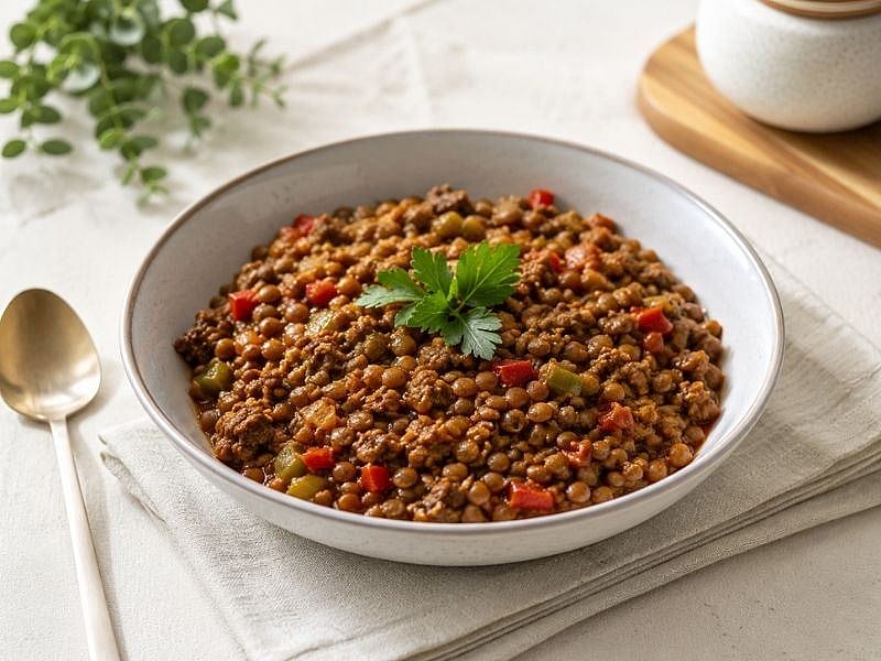Doyurucu Kıymalı Yeşil Mercimek Tarifi