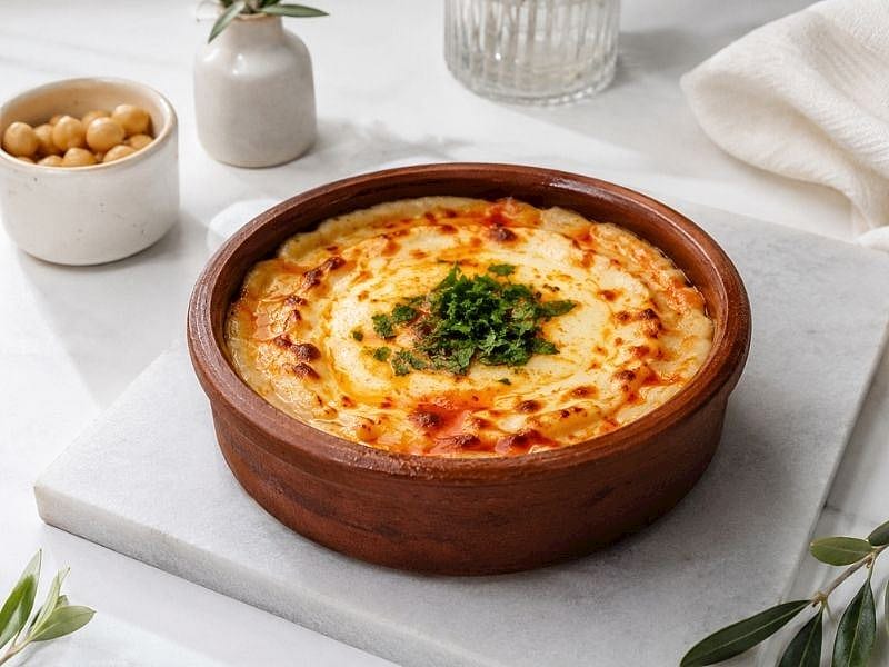 GÜVEÇTE KAŞARLI HUMUS TARİFİ