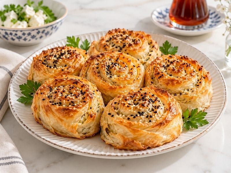 HAZIR YUFKADAN PEYNİRLİ GÜL BÖREĞİ TARİFİ