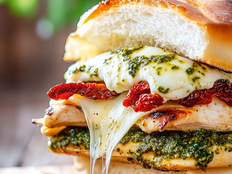 Izgara Tavuklu Ve Pesto Soslu Sandviç