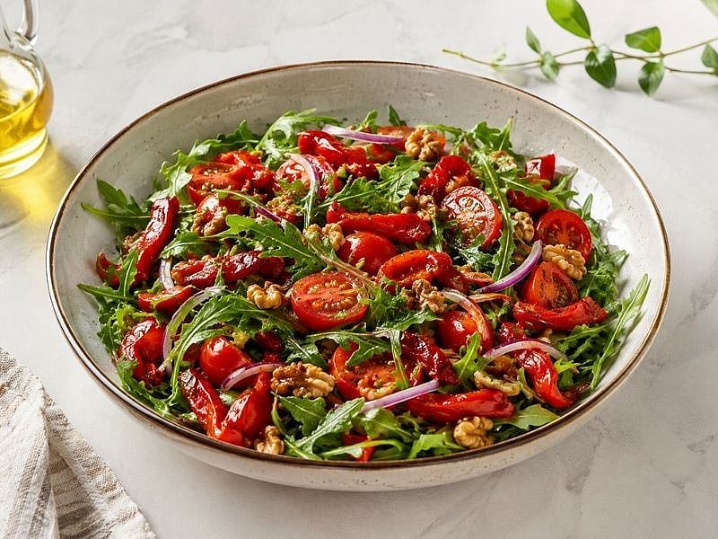 KÖZLENMİŞ BİBERLİ ROKA SALATASI TARİFİ