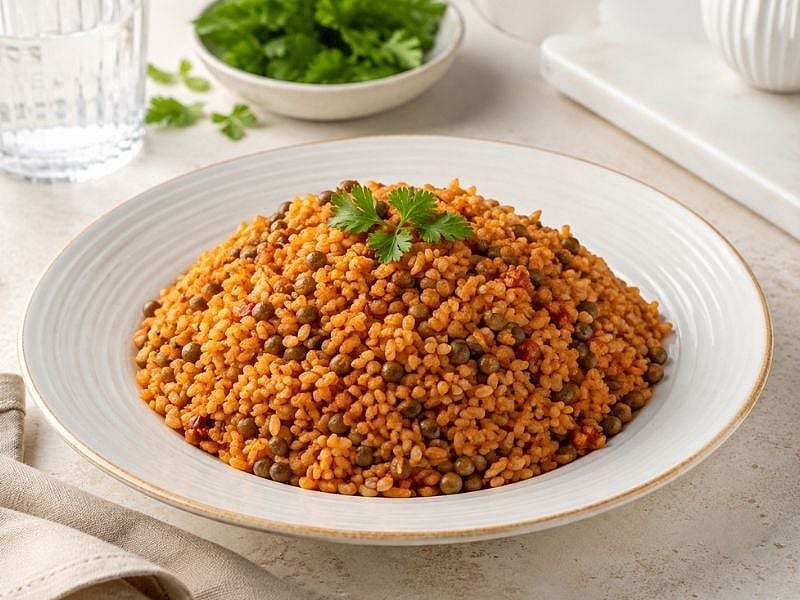 MERCİMEKLİ BULGUR PİLAVI TARİFİ