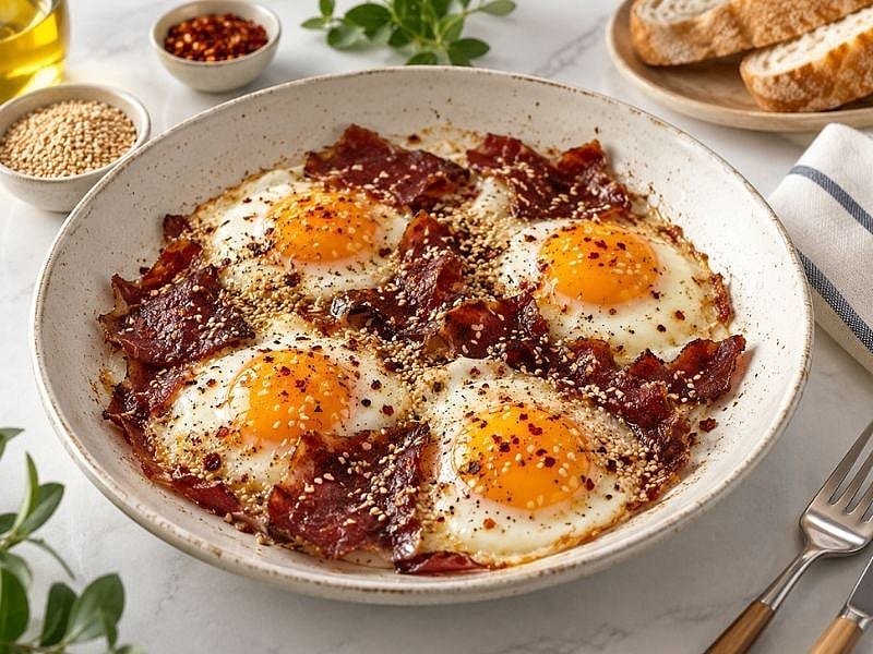 PASTIRMALI SUSAMLI GÖZ YUMURTA TARİFİ