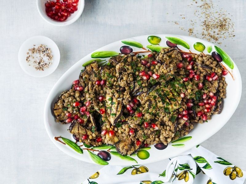 Patlıcanlı Yeşil Mercimek Salatası