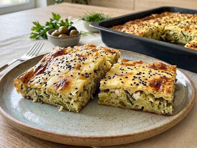 Tek Kapta Karıştır Fırına Ver! Yufkasız Pırasa Böreği Tarifi