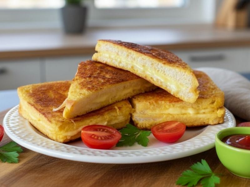 5 Dakikada Tavada Yumurtalı Tost