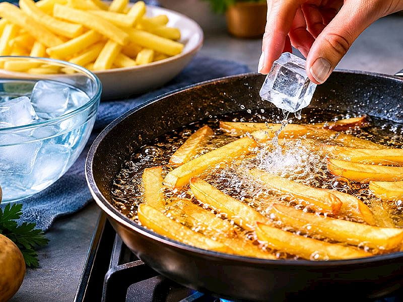 Patates Kızartırken Tavaya Neden Bir Küp Buz Atılır?