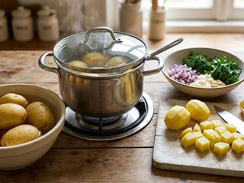 Patates Salatası İçin Patates Kabuklu Mu Haşlanır Kabuksuz Mu?