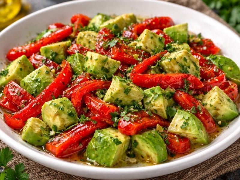 Avokadolu Köz Biber Salatası Tarifi