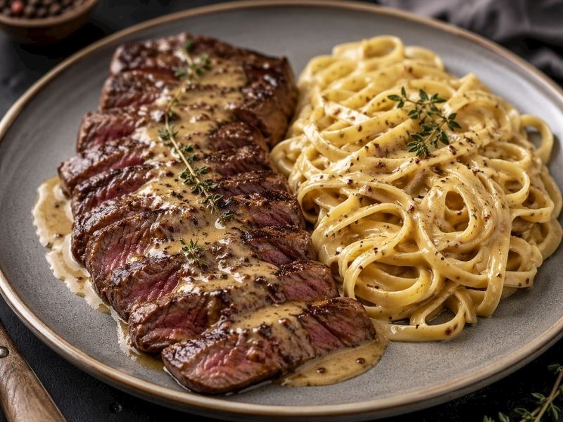 BİFTEK VE HARDAL SOSLU MAKARNA TARİFİ