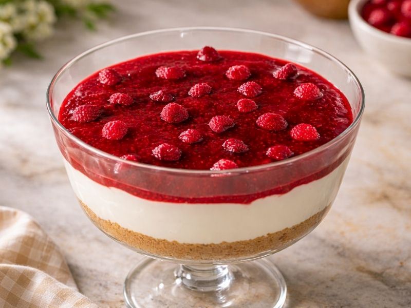 Frambuazlı Pişmeyen Cheesecake Tarifi