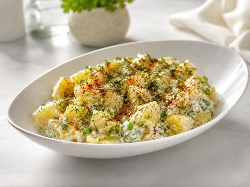 Sarımsaklı Yoğurtlu Patates Salatası Tarifi