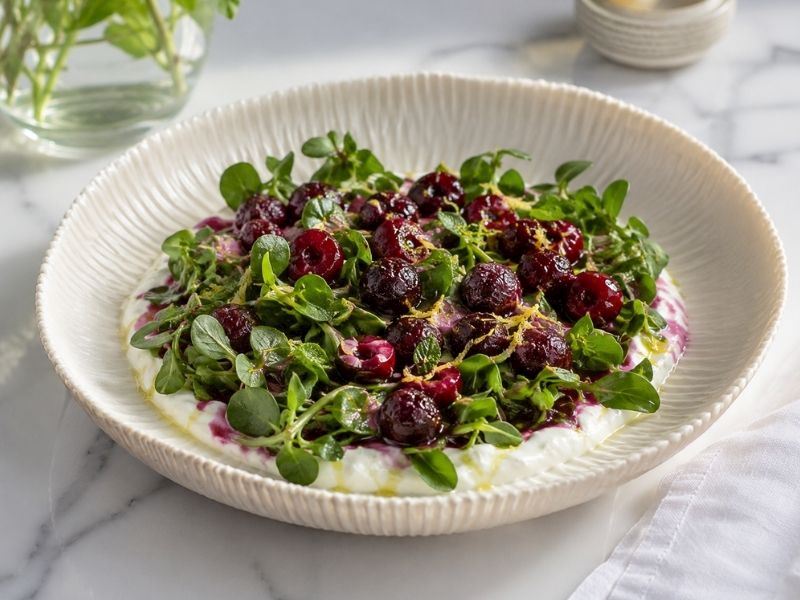 VİŞNELİ YOĞURTLU SEMİZOTU SALATASI TARİFİ